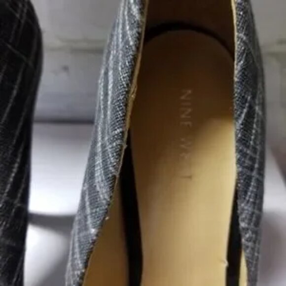 NINE WEST Smoochmeo gray and white plaid wedges pumps size 10 - Picture 7 of 9